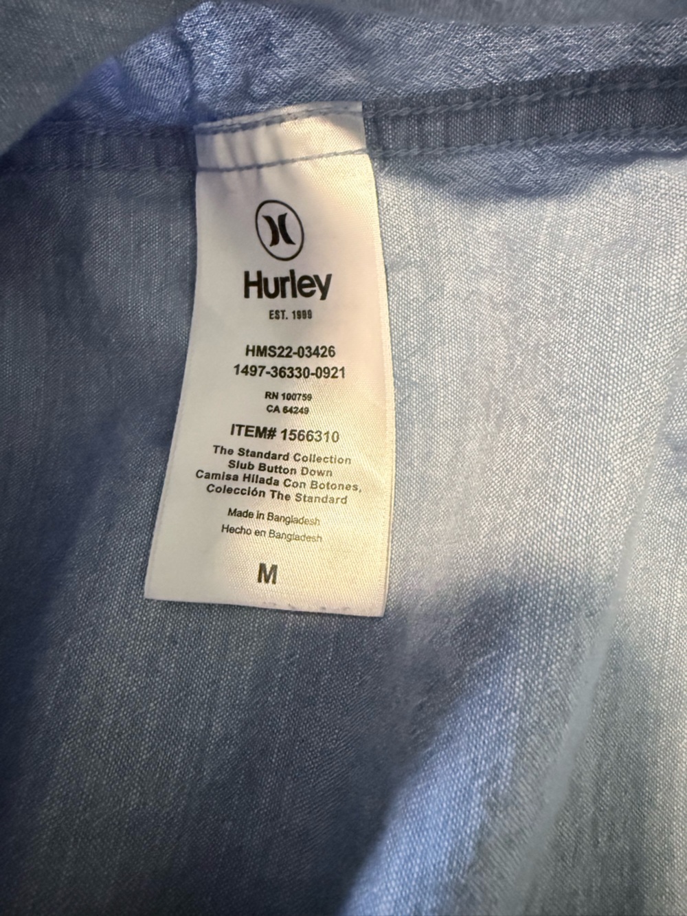 Hurley Light Blue Short-Sleeve Button-Down Shirt - Picture 6 of 6